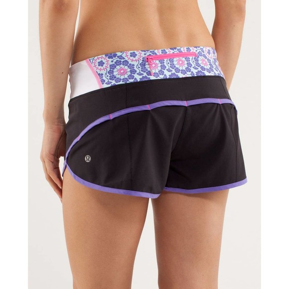 Lululemon Run: Speed Short Black / Power Purple / Quilt - Size 10 - Picture 2 of 9